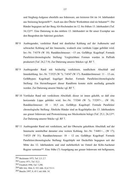 Die archÃ¤ologischen Funde und Befunde aus der - UniversitÃ¤t ...