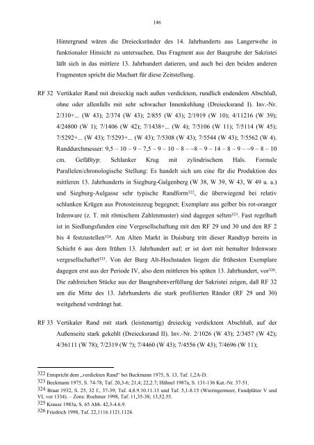 Die archÃ¤ologischen Funde und Befunde aus der - UniversitÃ¤t ...