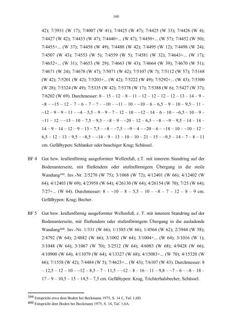 Die archÃ¤ologischen Funde und Befunde aus der - UniversitÃ¤t ...