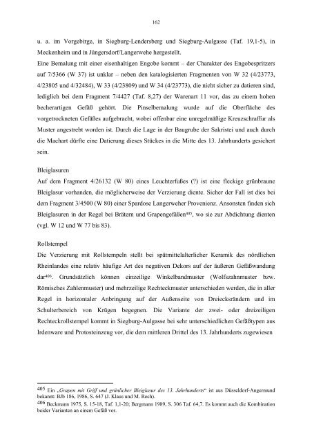 Die archÃ¤ologischen Funde und Befunde aus der - UniversitÃ¤t ...