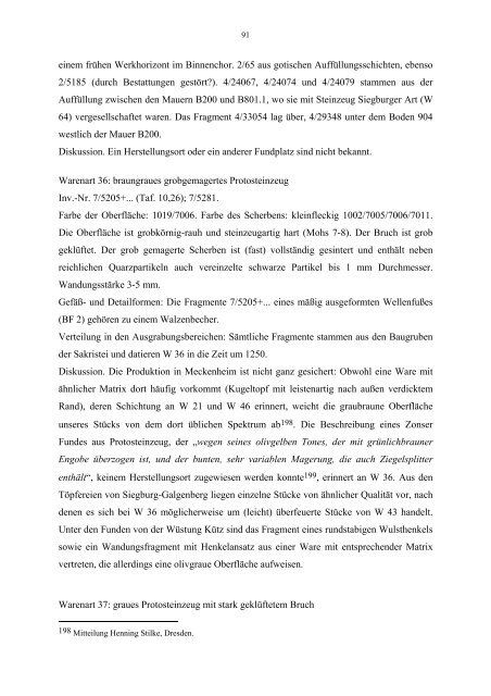 Die archÃ¤ologischen Funde und Befunde aus der - UniversitÃ¤t ...