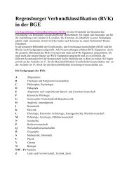 Regensburger Verbundklassifikation (RVK) in der BGE