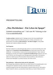 „Max Horkheimer - Ein Leben im Spagat“ - Universitätsbibliothek ...
