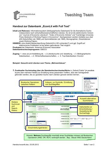 Handout zur Datenbank ECONLIT