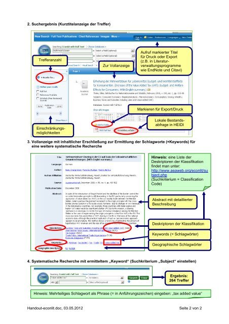 Handout zur Datenbank ECONLIT