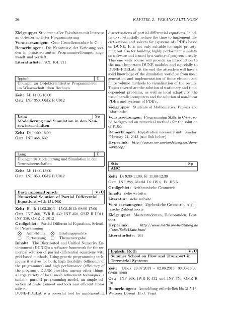 Kommentiertes Vorlesungsverzeichnis Mathematik und Informatik