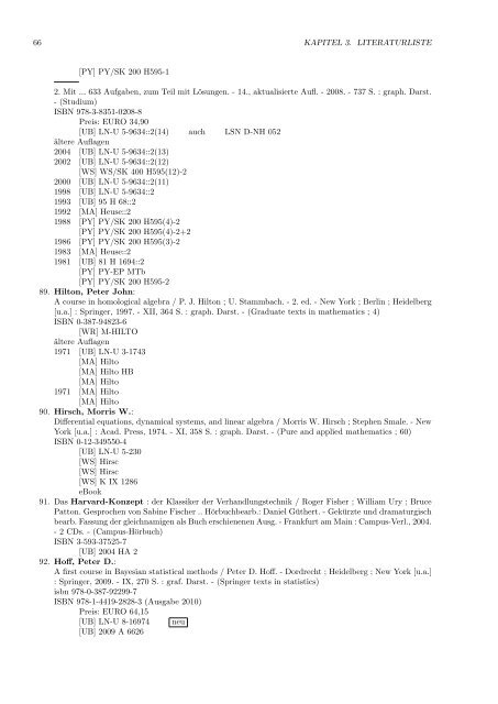 Kommentiertes Vorlesungsverzeichnis Mathematik und Informatik