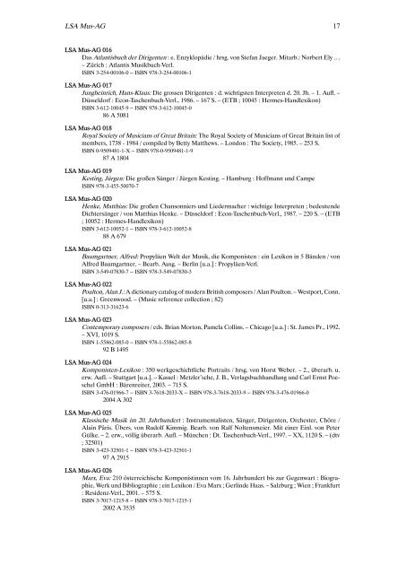 Standortverzeichnis als PDF-Datei - UniversitÃ¤tsbibliothek Heidelberg