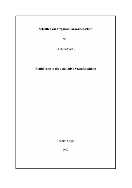 EinfÃ¼hrung in die qualitative Sozialforschung