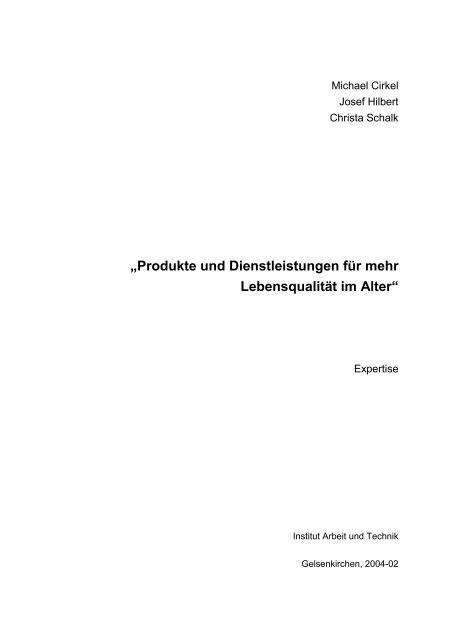 Produkte und Dienstleistungen fÃ¼r mehr LebensqualitÃ¤t im Alter