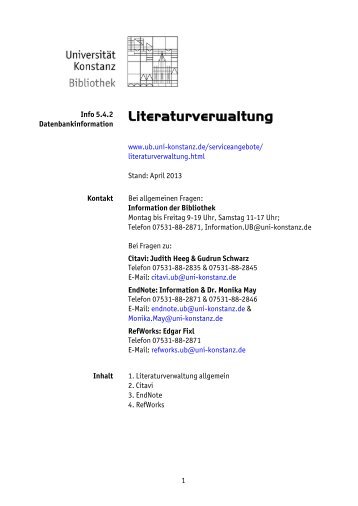 5.4.2 Literaturverwaltung - Bibliothek der UniversitÃ¤t Konstanz