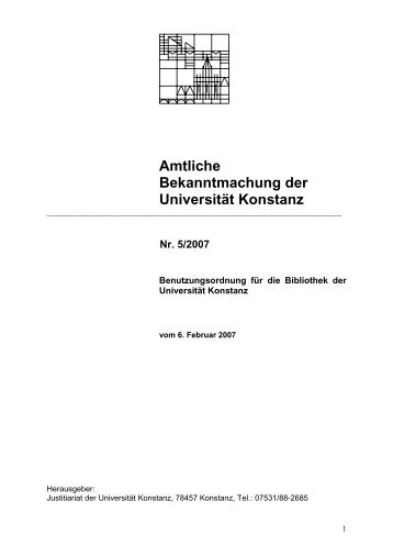 Benutzungsordnung - Bibliothek der UniversitÃ¤t Konstanz