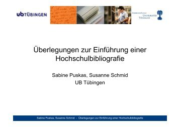 Ãberlegungen zur EinfÃ¼hrung einer Hochschulbibliografie