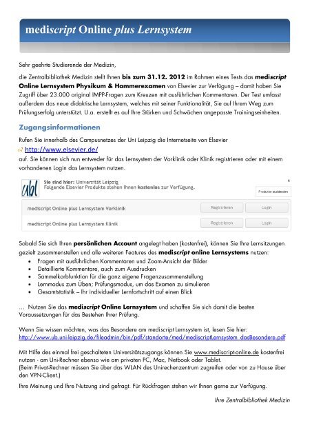 Mediscript Online Plus Lernsystem