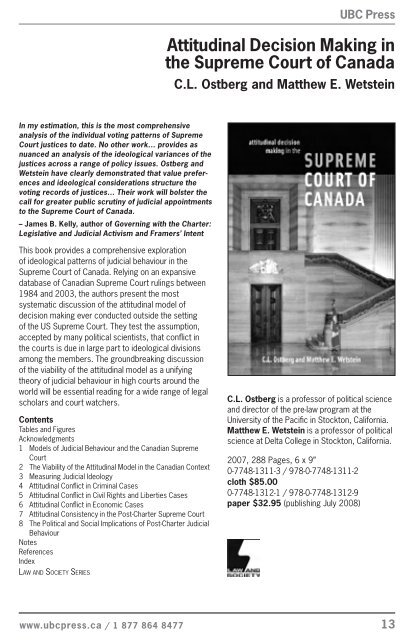 In Search of Canadian Political Culture - UBC Press