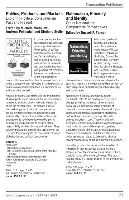 In Search of Canadian Political Culture - UBC Press