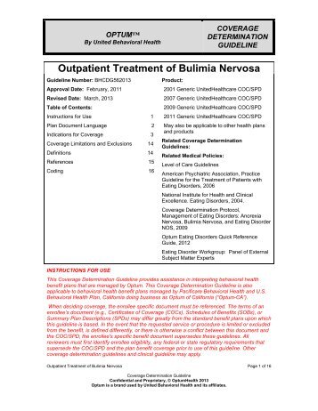 Outpatient Treatment of Bulimia Nervosa - Ubhonline.com