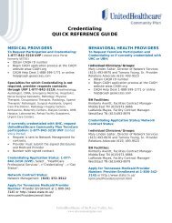 TennCare Credentialing Quick Reference Guide - Ubhonline.com