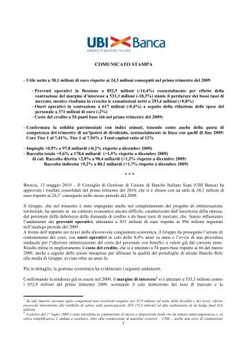 COMUNICATO STAMPA - UBI Banca