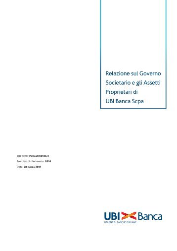 Relazione sul Governo Societario e Parti Finali - UBI Banca