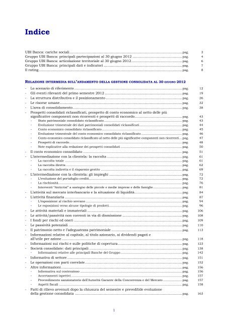 Relazione finanziaria semestrale al 30 giugno 2012 - UBI Banca