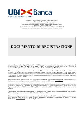 Documento di Registrazione UBI Banca