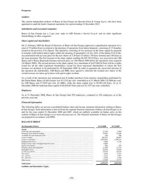 Prospectus UBI Banca Covered Bond Programme