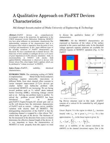 A Qualitative Approach on FinFET Devices Characteristics