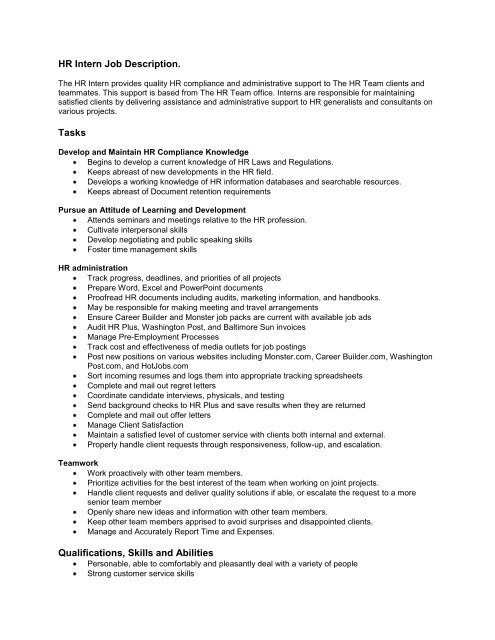HR Intern Job Description Tasks Qualifications Skills And Abilities free-intern-job-description-template-sample-pdf-word-eforms