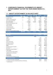 Download the Corporate Financials Statements - Ubisoft Group