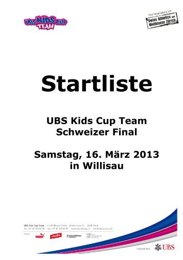 Startliste - UBS Kids Cup