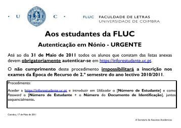 Aos estudantes da FLUC