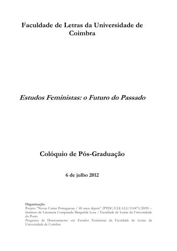 Estudos Feministas: o Futuro do Passado - Universidade de Coimbra