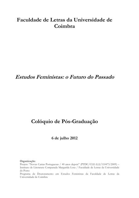 Estudos Feministas: o Futuro do Passado - Universidade de Coimbra