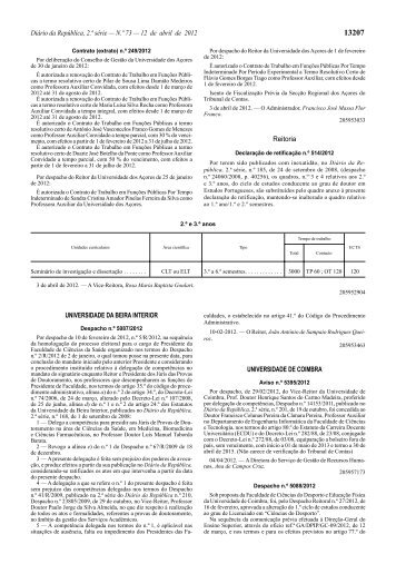 Plano de estudos 2012-2013 - Universidade de Coimbra