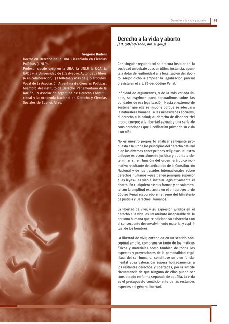 Derecho a la vida y aborto - Universidad CatÃ³lica Argentina