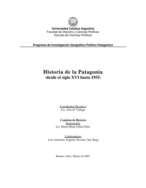 Historia de la Patagonia - Universidad CatÃ³lica Argentina