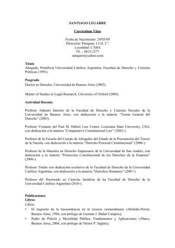 Curriculum Vitae - Universidad CatÃ³lica Argentina