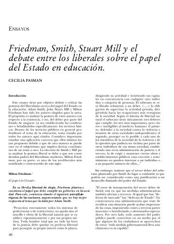 Friedman, Smith, Stuart Mill y el debate entre los liberales sobre el ...