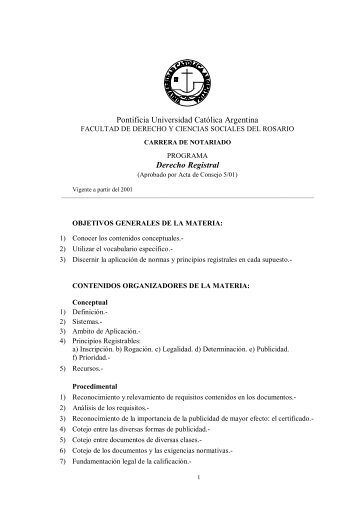 Pontificia Universidad CatÃ³lica Argentina Derecho Registral