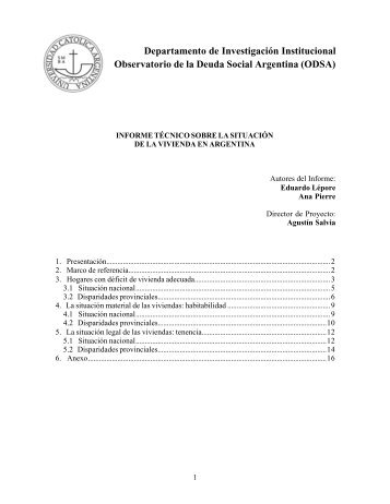 Informe TÃ©cnico sobre la situaciÃ³n de la vivienda en Argentina