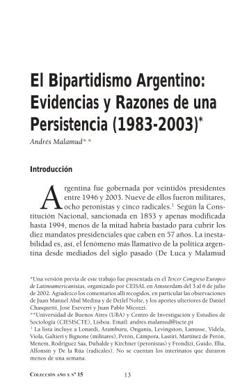 El bipartidismo argentino: Evidencias y razones de una ... - Dialnet