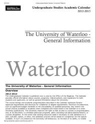 The University of Waterloo - General Information - Undergraduate ...