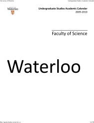 University of Waterloo Undergraduate Studies Academic Calendar ...