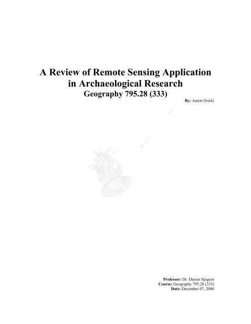 A Review of Remote Sensing Application in Archaeological Research