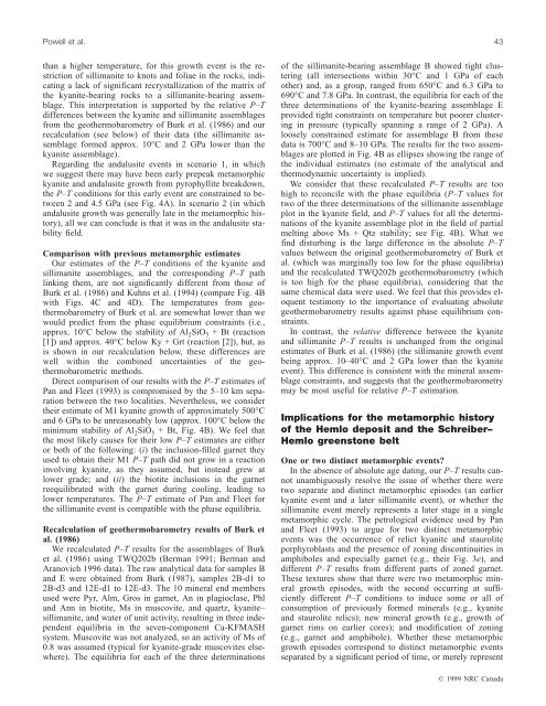 Metamorphic history of the Hemlo gold deposit from Al2 SiO5 ...