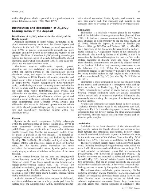 Metamorphic history of the Hemlo gold deposit from Al2 SiO5 ...