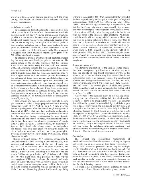 Metamorphic history of the Hemlo gold deposit from Al2 SiO5 ...