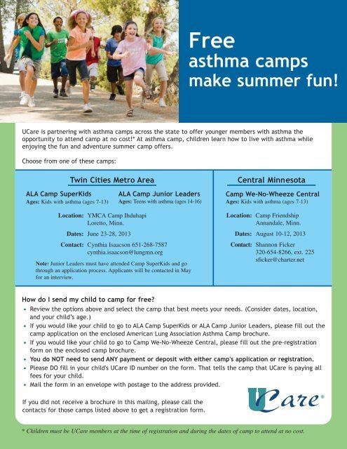 Asthma Camps Flyer Ucare