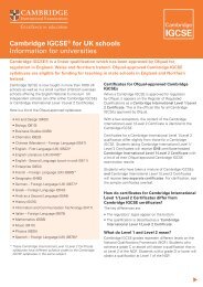Cambridge IGCSEÂ® for UK schools Information for universities - Ucas